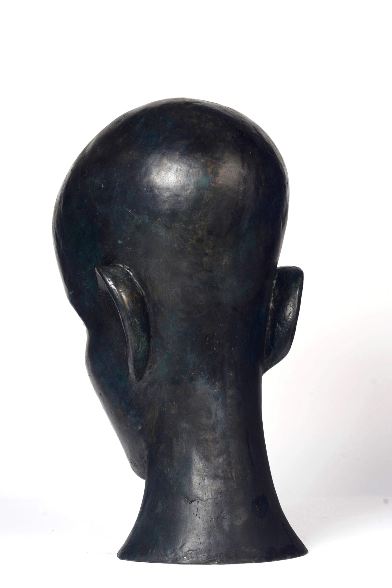 contemporary bronze sculpture of a buddha head