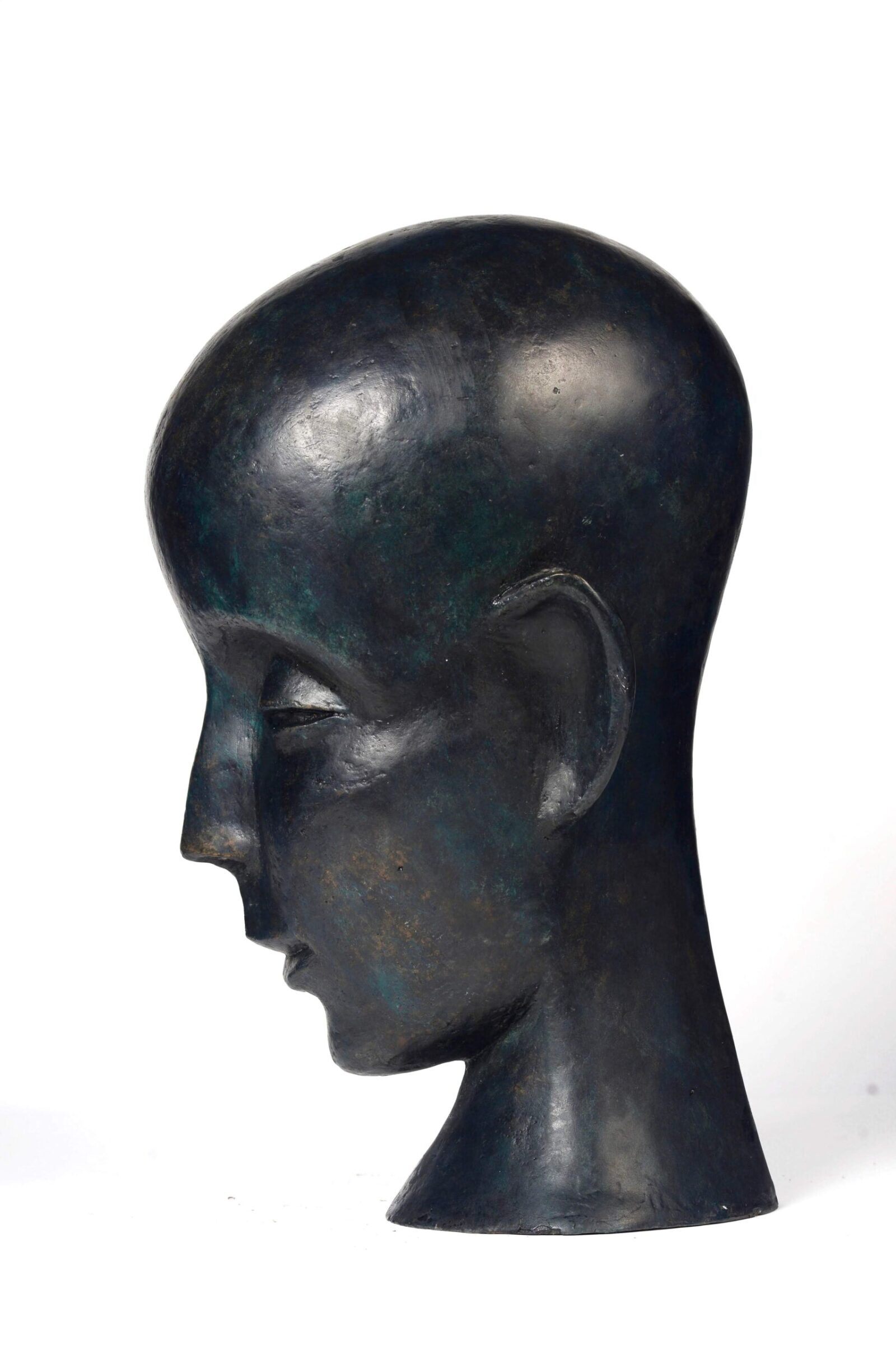 contemporary bronze sculpture of a buddha head