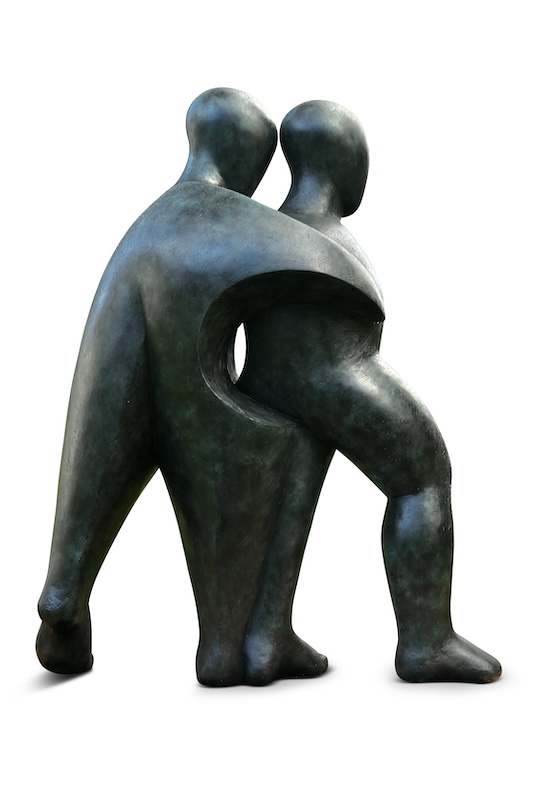 Walking Forwards Bronze Resin Sculpture Side View