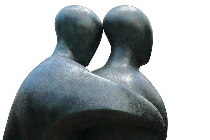 Walking Forwards Bronze Resin Sculpture Head Close-Up