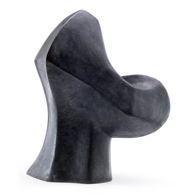 contemporary garden bronze sculpture of a double head loosely based on Picasso